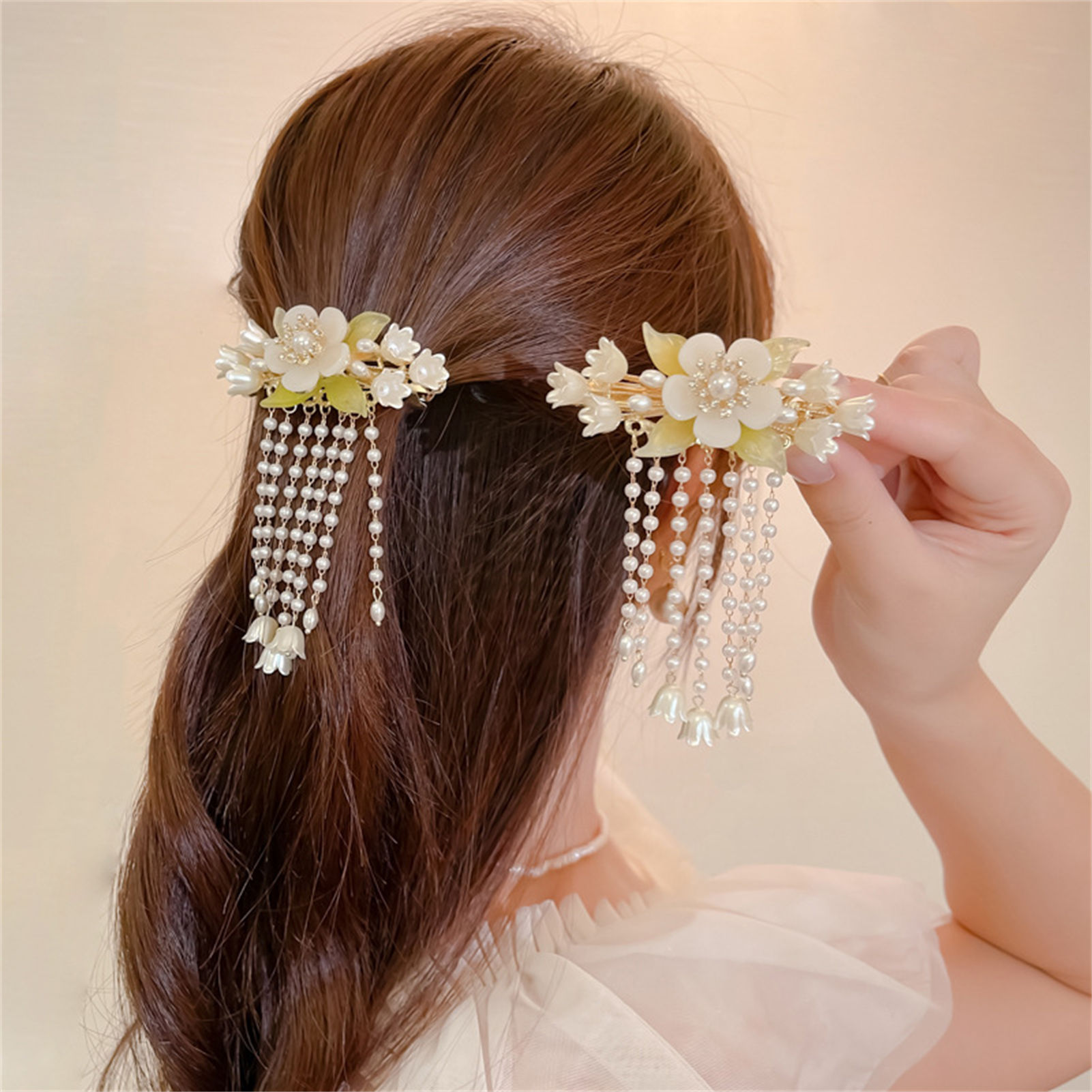 Vintage Flower Tassel Hair Cli - Orchid Phalaenopsis recension och pris