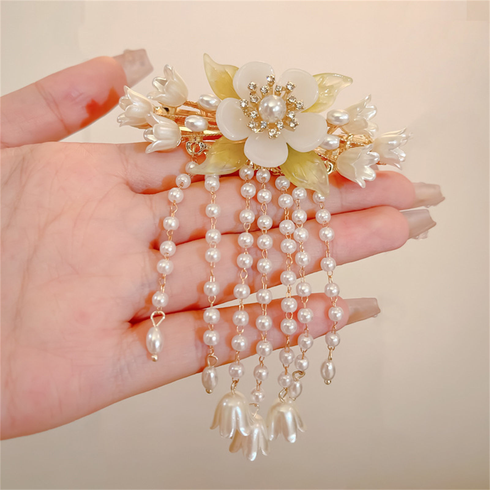 Vintage Flower Tassel Hair Cli - Orchid Phalaenopsis recension och pris